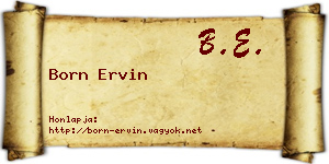 Born Ervin névjegykártya